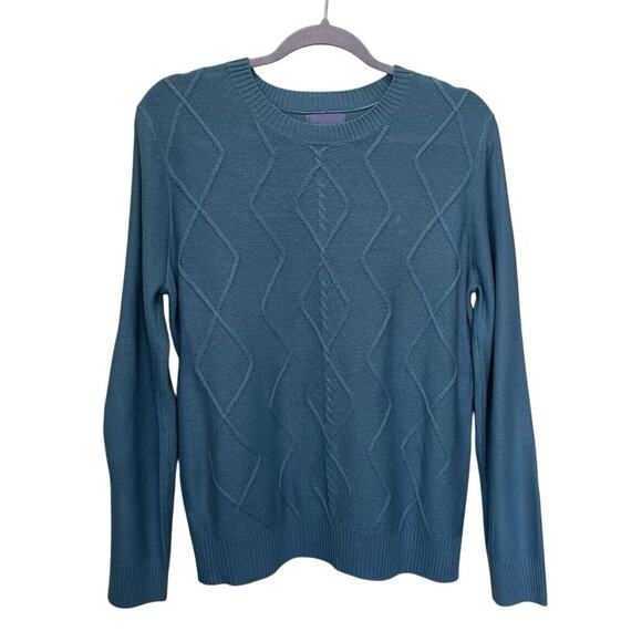 Laura Scott | Light Blue Cable Knit Women’s Sweater Medium Diamond Academia - Picture 1 of 5